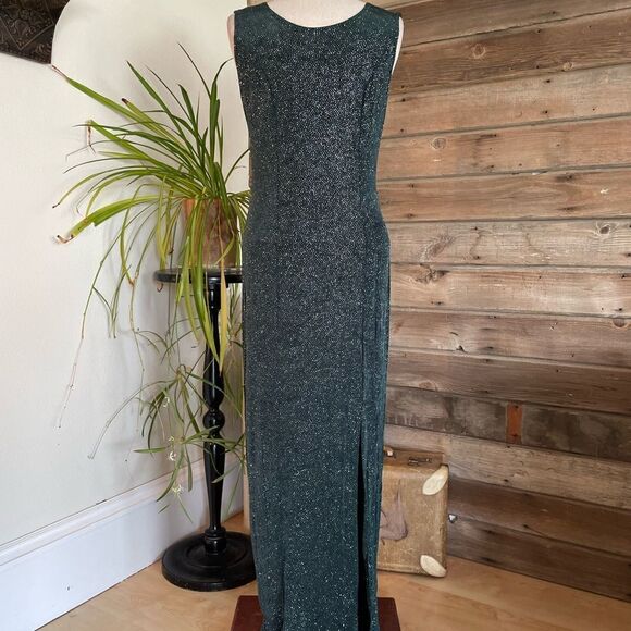 Green Land Sparkly Green Maxi Dress Size L EUC - Picture 5 of 8